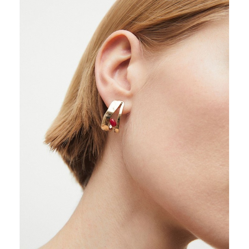 Pendientes con ágata roja y...
