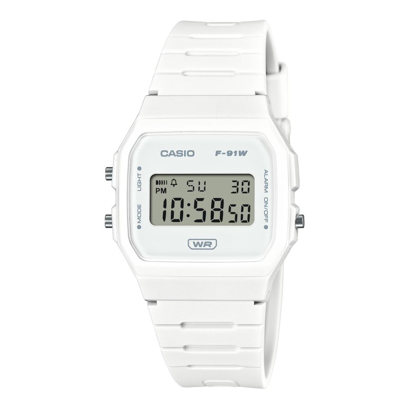White Casio watch F-91WB-7AEF