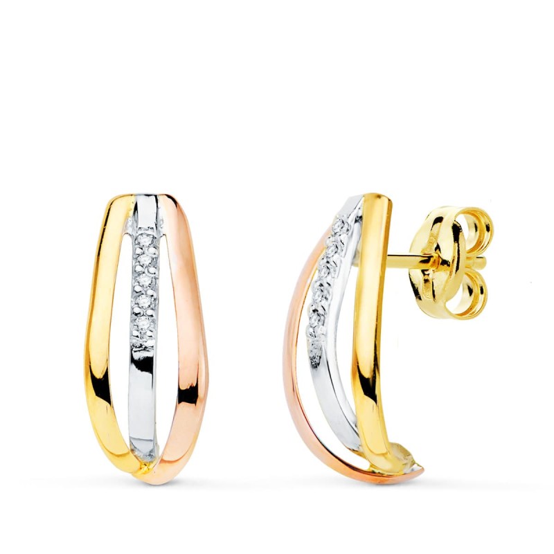 18 kt tricolor gold earring...