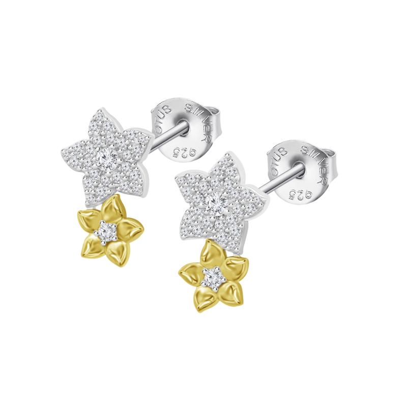 Pendientes bicolor en plata...