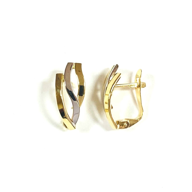 Pendientes bicolor en oro 9...