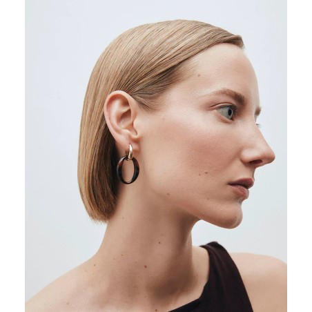 Pendientes  largos chapados en oro con Acetato y Resina Marrón Vidal y vidal G3983