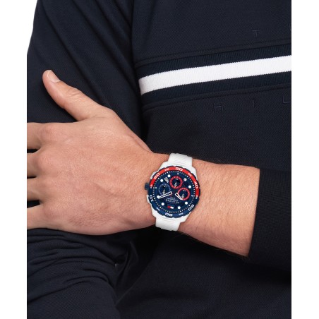 Tommy Hilfiger Reloj Cronógrafo de Cuarzo con Calendario para Hombre con Correa de Silicona blanca  1792231
