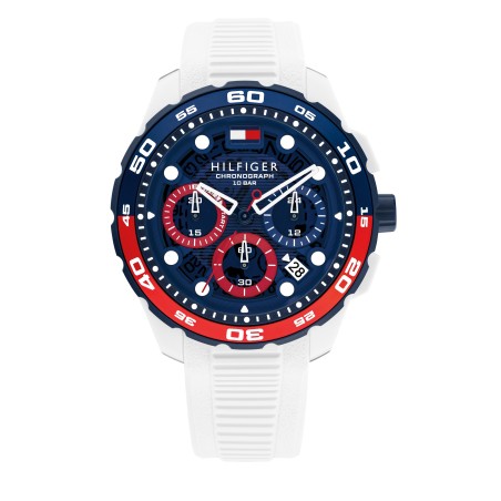 Tommy Hilfiger Reloj Cronógrafo de Cuarzo con Calendario para Hombre con Correa de Silicona blanca  1792231