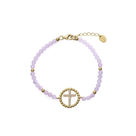Pulsera de niña plata de primera ley con baño de oro y piedras naturales con cruz de motivo - Viceroy 13233P100-97