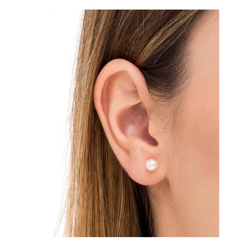 Pendientes en plata y perla cultivada pequeña - Vidal&vidal P2205C