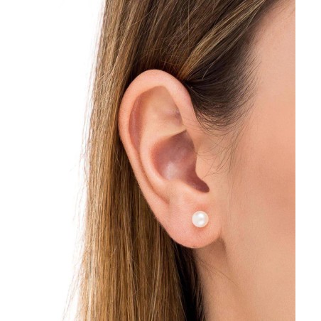 Pendientes en plata y perla cultivada pequeña - Vidal&vidal P2205C