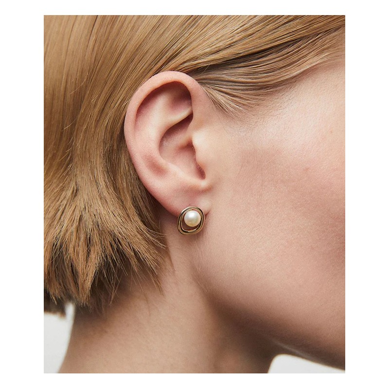 Pendientes chapados en oro y perla cultivada - vidal y vidal G3942