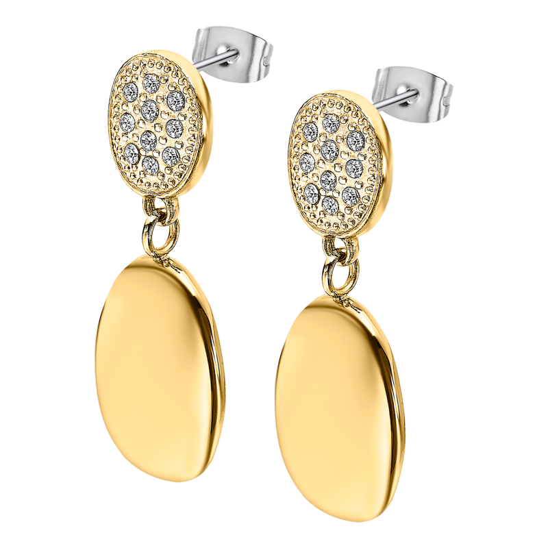 Pendientes largos en acero ip dorado , Lotus style ls2467/4/2