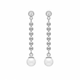 Pendientes largos plata y perla Victoria Cruz  A4529-07HT