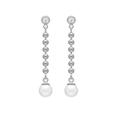 Long silverband pearl earrings Victoria Cruz A4529-07HT