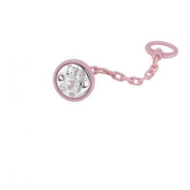 Pacifier clip in pink teddy bear
