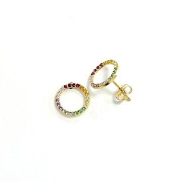 Pendiente circonitas multicolor oro 18kt PE03607