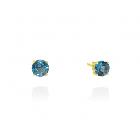 Small earring in gold and blue topaz