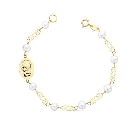 18K COMUNION PEARL BRACELET  5 MM 16.5CM